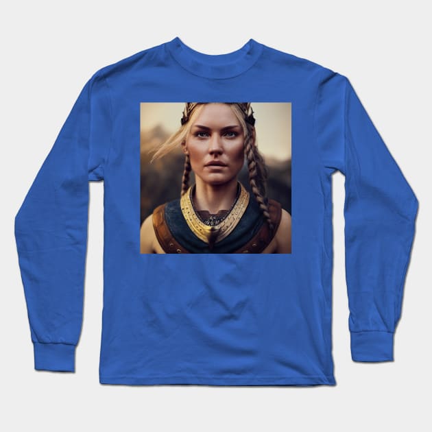 Viking Shield Maiden Long Sleeve T-Shirt by Grassroots Green